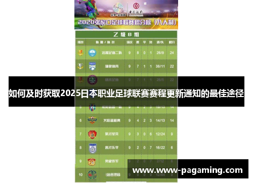 如何及时获取2025日本职业足球联赛赛程更新通知的最佳途径 如何及时获取2025日本职业足球联赛赛程更新通知的最佳途径