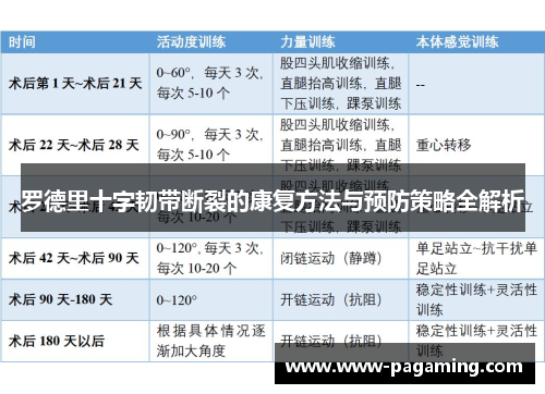 罗德里十字韧带断裂的康复方法与预防策略全解析 罗德里十字韧带断裂的康复方法与预防策略全解析